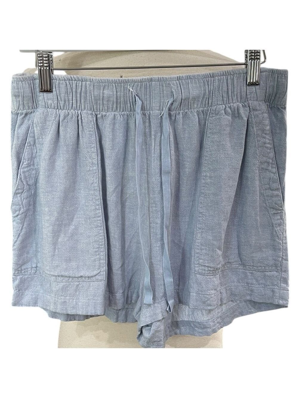 Lucky Brand Linen Blend Drawstring Shorts SZ S Chambray Blue